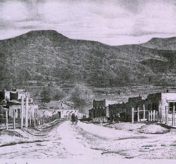 Oscar Berninghaus Street Scene Taos